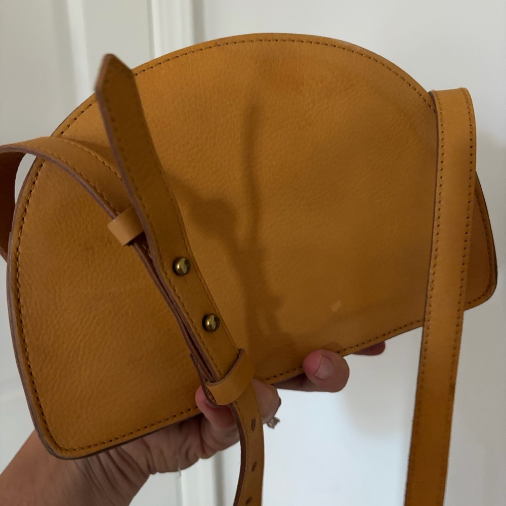 Madewell Mustard Leather Half-Moon Crossbody Bag